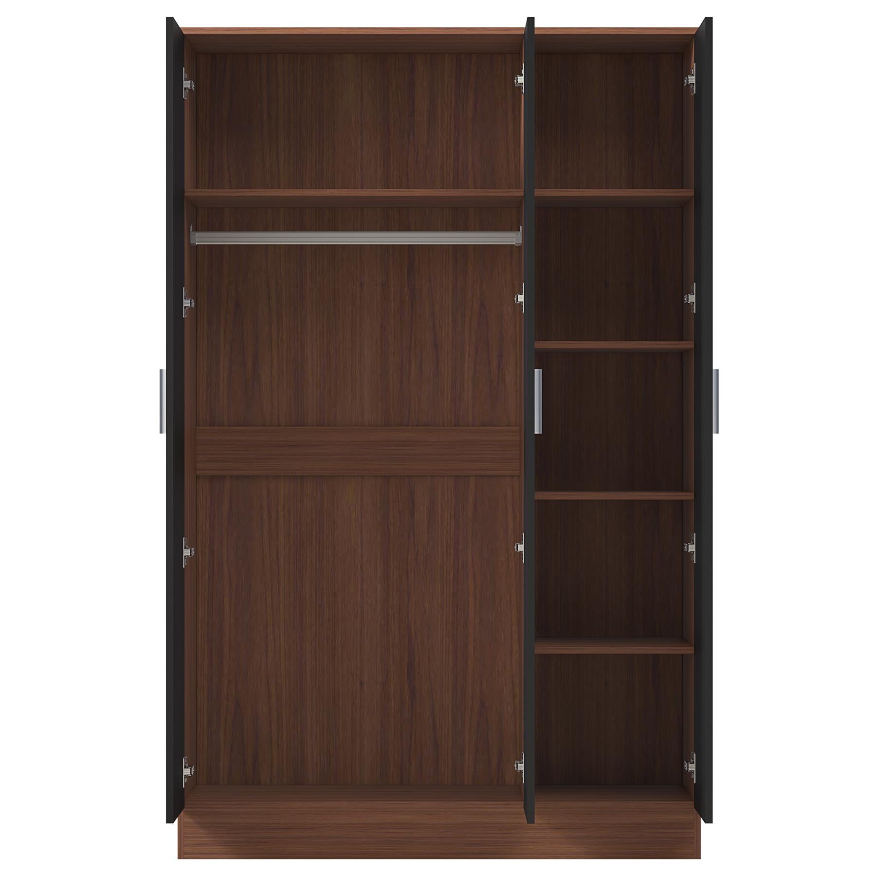 REFLECT High Gloss Bedroom Furniture Wardrobe Chest Bedside Desk - Black/Walnut