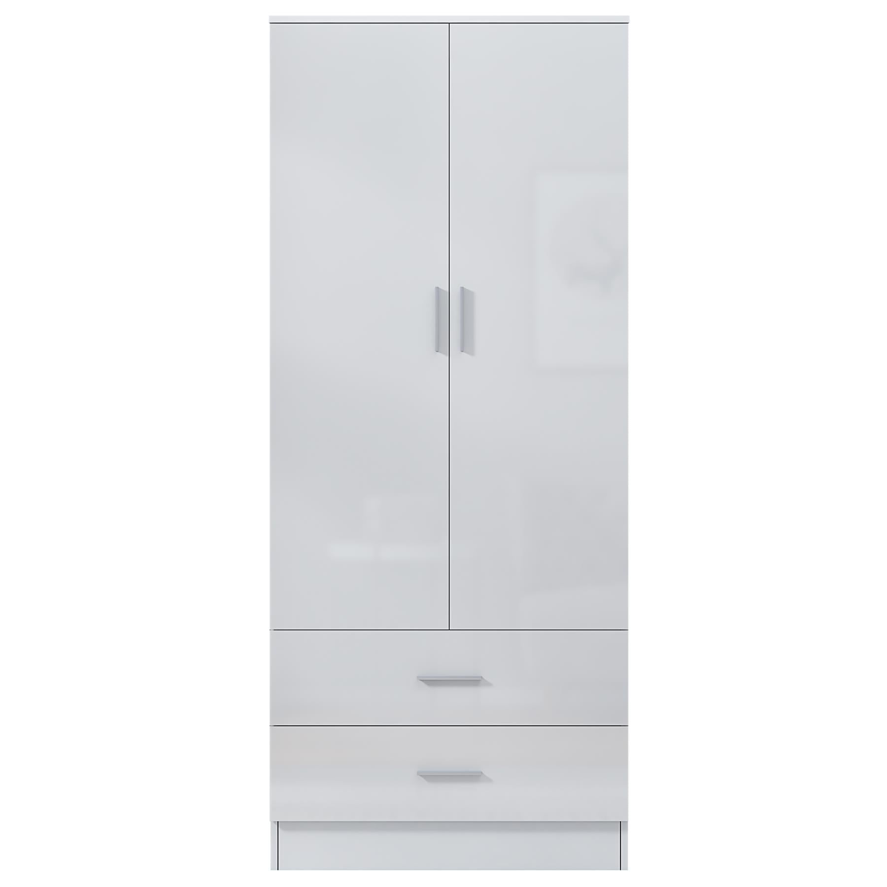 REFLECT High Gloss Bedroom Furniture Wardrobe Chest Bedside Desk Option in White