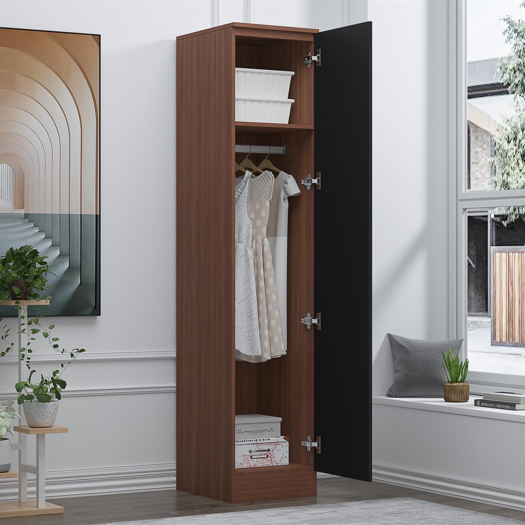 REFLECT Gloss Bedroom Furniture 1 Door Plain Wardrobe - 4 Colour Options