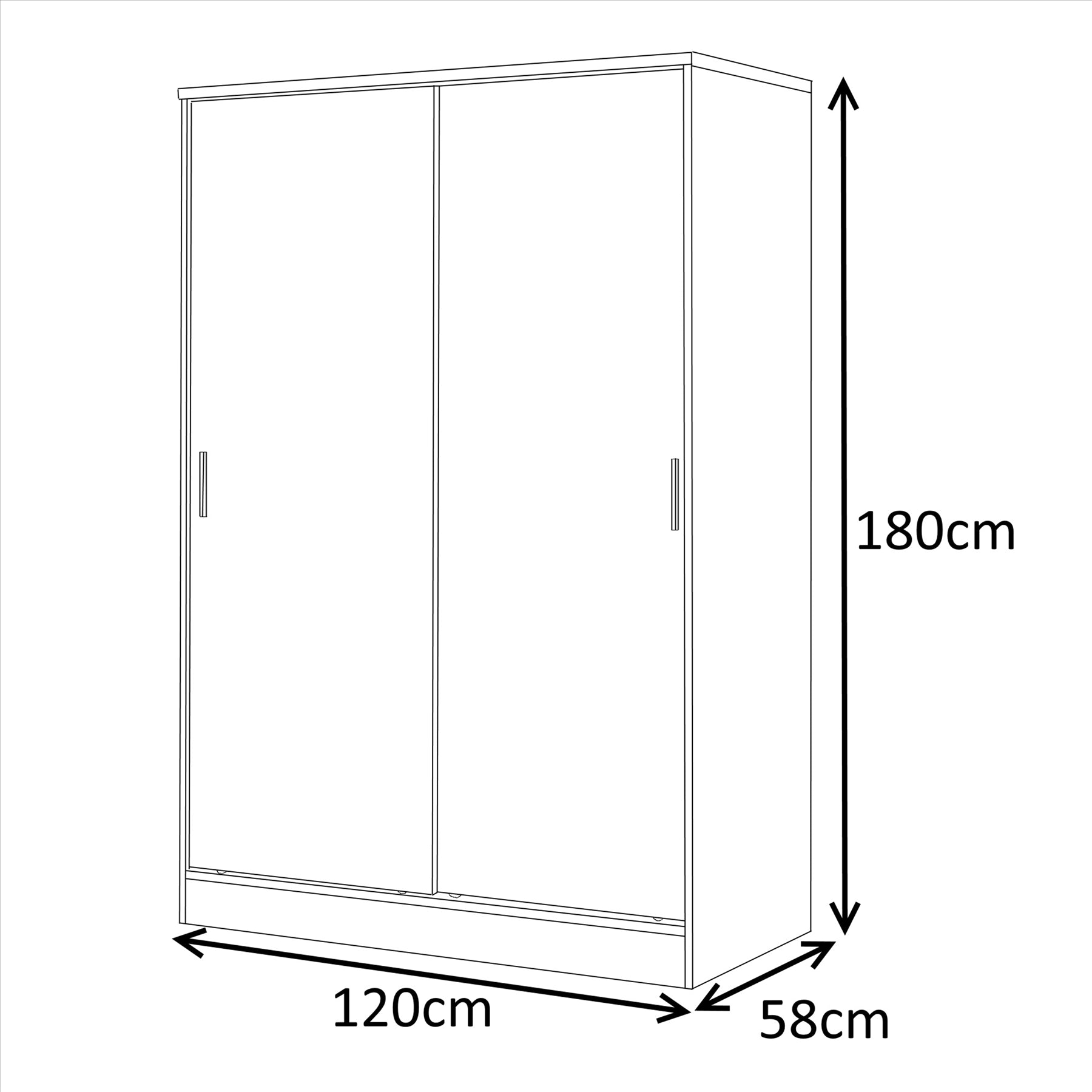 REFLECT Gloss Bedroom Furniture  2 Door Sliding Wardrobe - 4 Colour Options