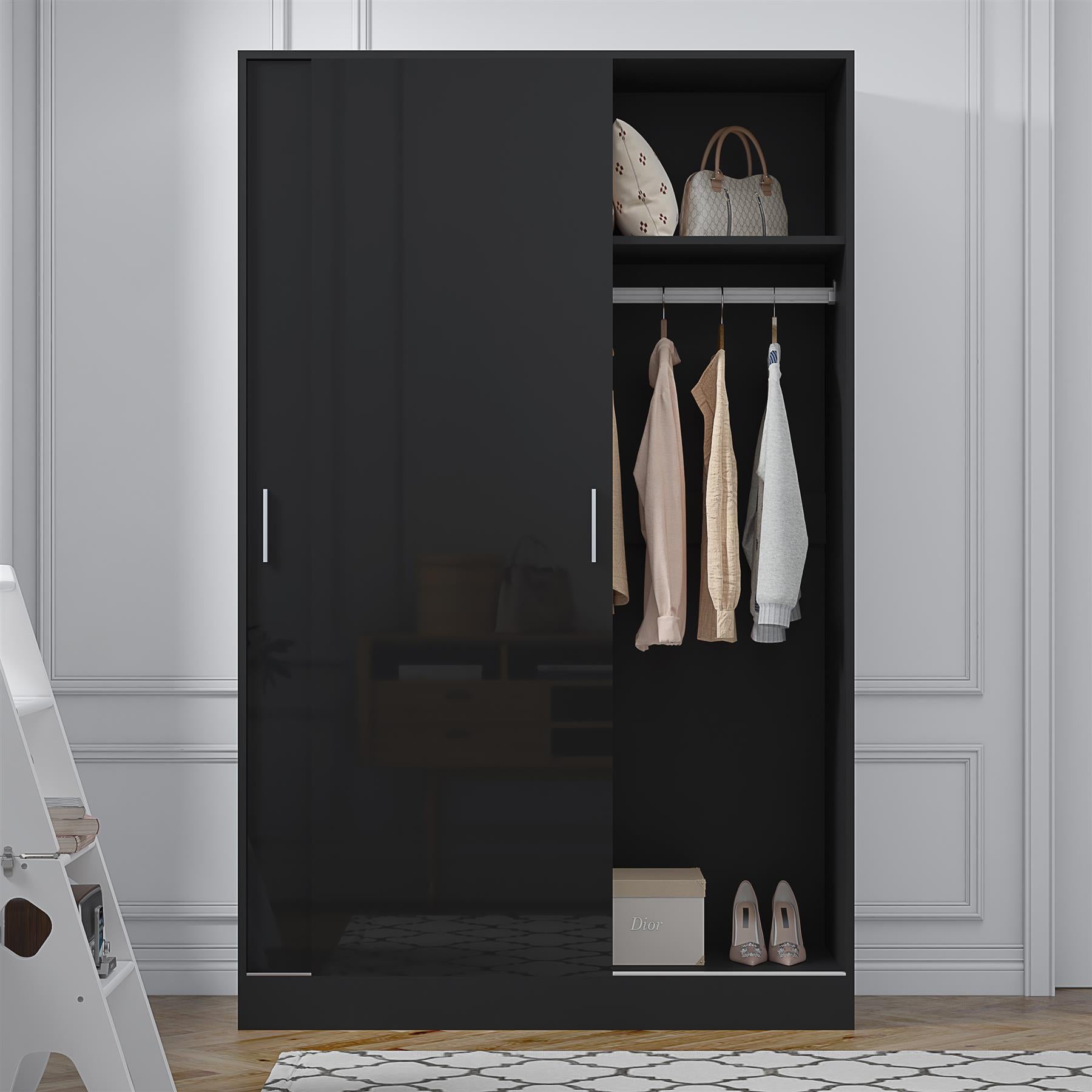 REFLECT Gloss Bedroom Furniture  2 Door Sliding Wardrobe - 4 Colour Options