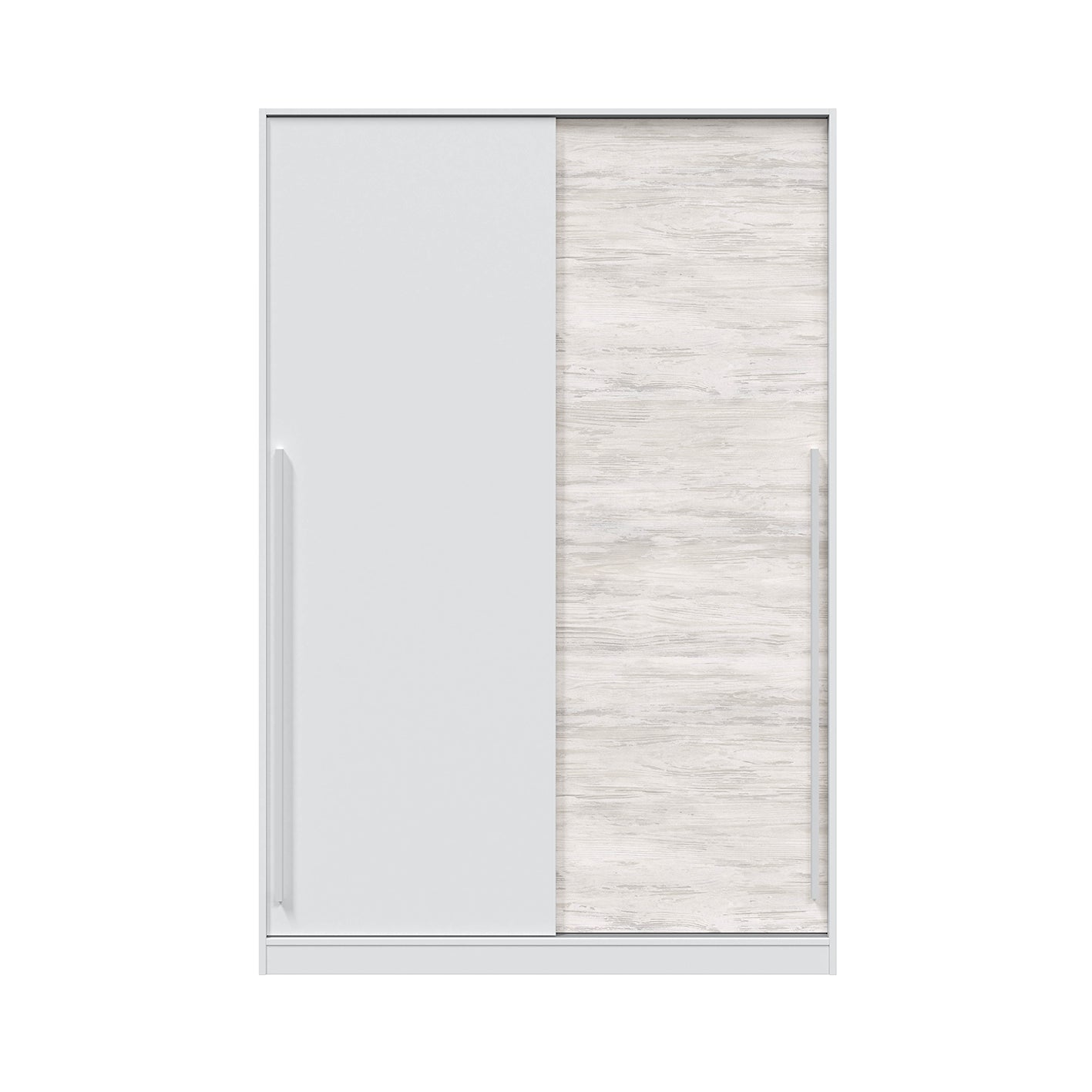TOP 2 Door Large Modern Sliding Bedroom Wardrobe - White & Light Oak Finish - H: 200cm x W: 120cm x D: 50cm.