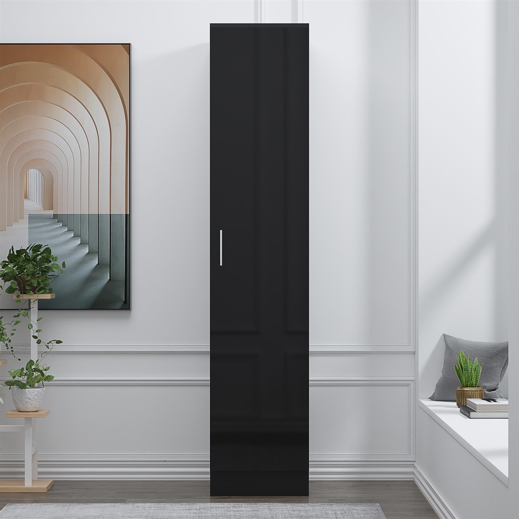 REFLECT Gloss Bedroom Furniture 1 Door Plain Wardrobe - 4 Colour Options