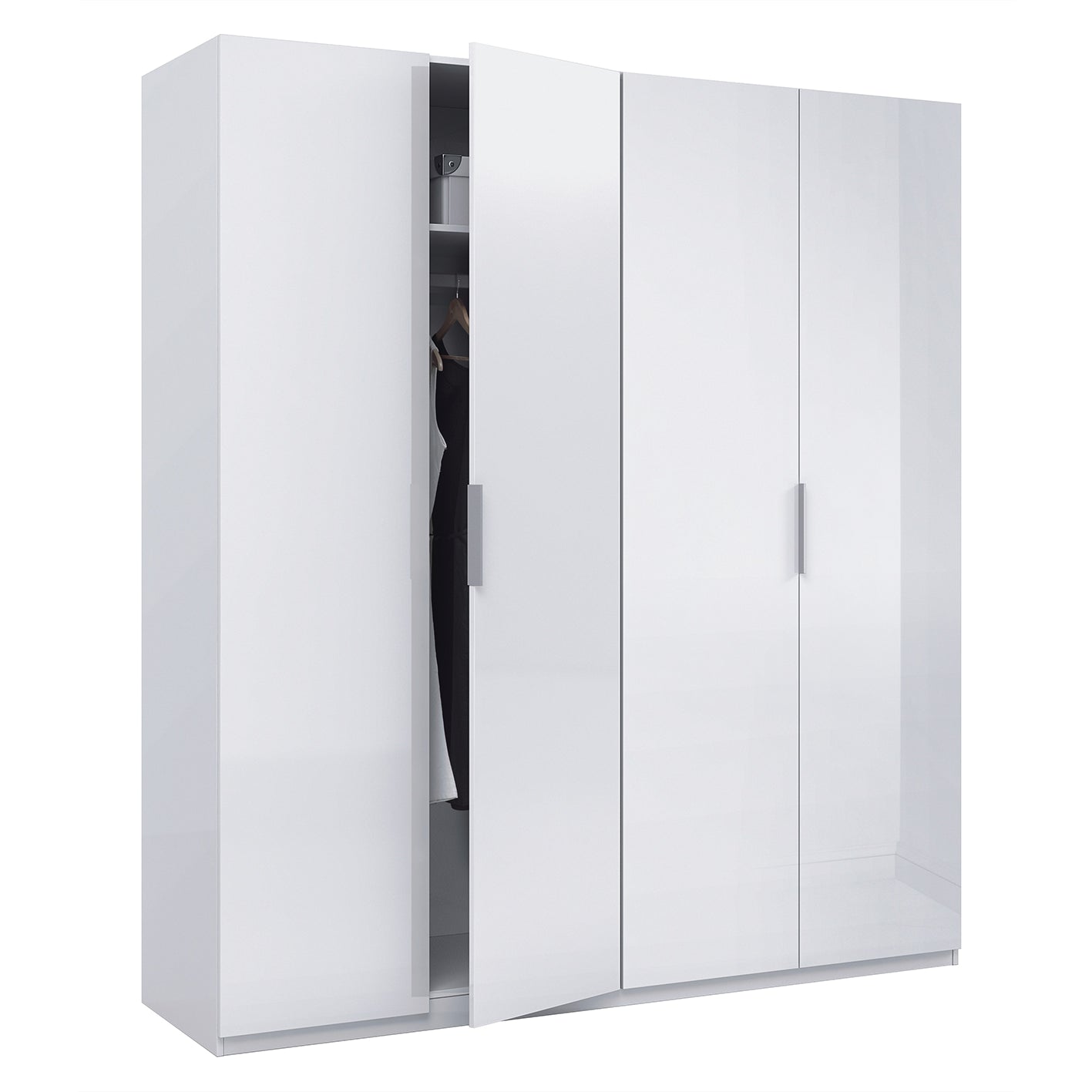 MAX 180cm Wide Satin White Wardrobe 4 Door Storage Unit.