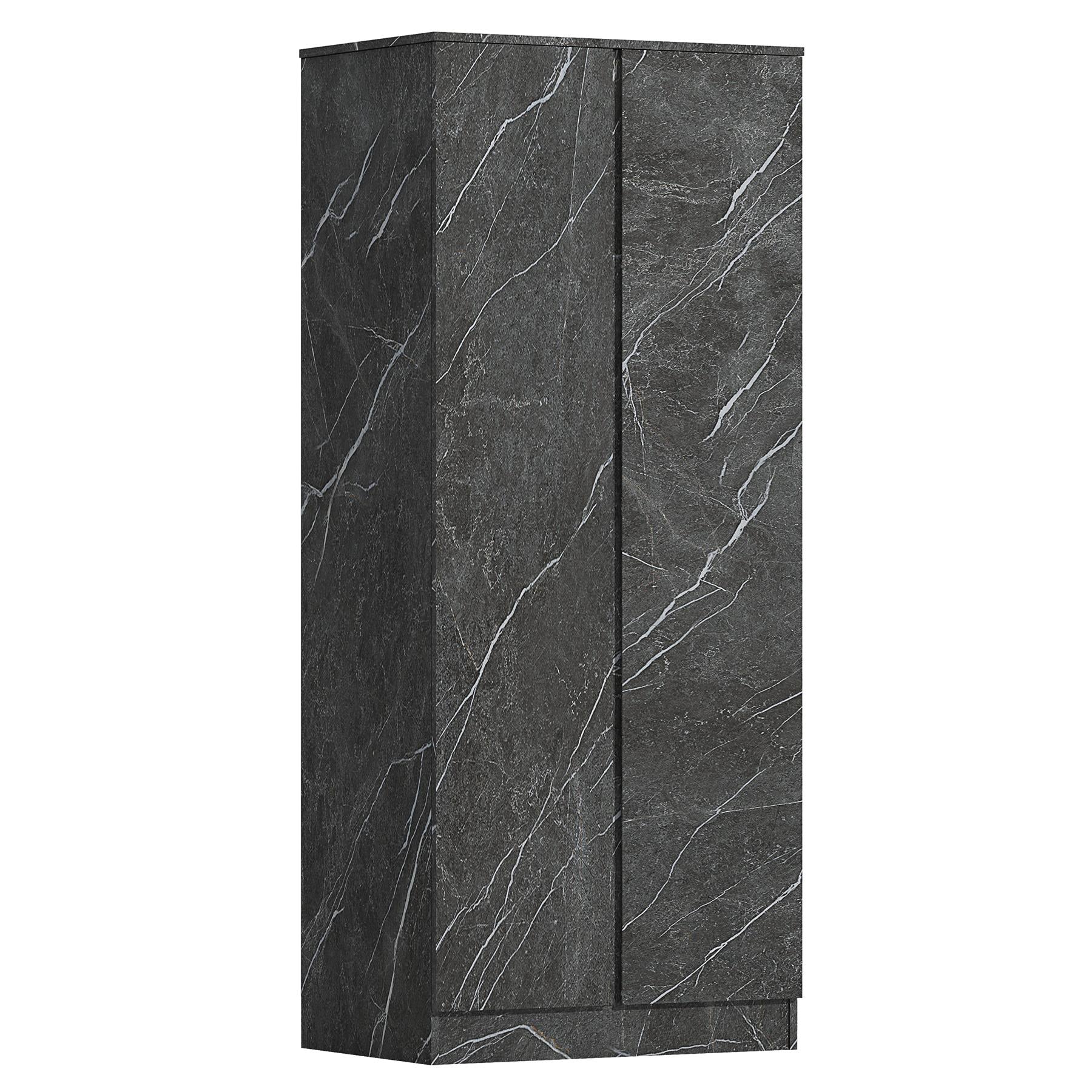 ZITA Grey Marble Effect 2 Piece Wardrobe Set - 2 Door and 1 Door, Spacious Bedroom Storage Solutions.