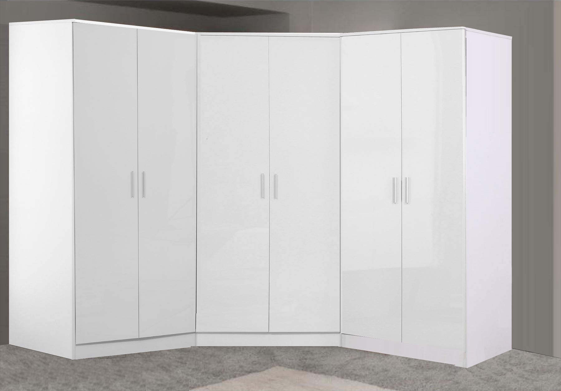 REFLECT Gloss 6 Door Wardrobe Bundle - 2 Door Corner + 2 Door + 2 Door Wardrobe