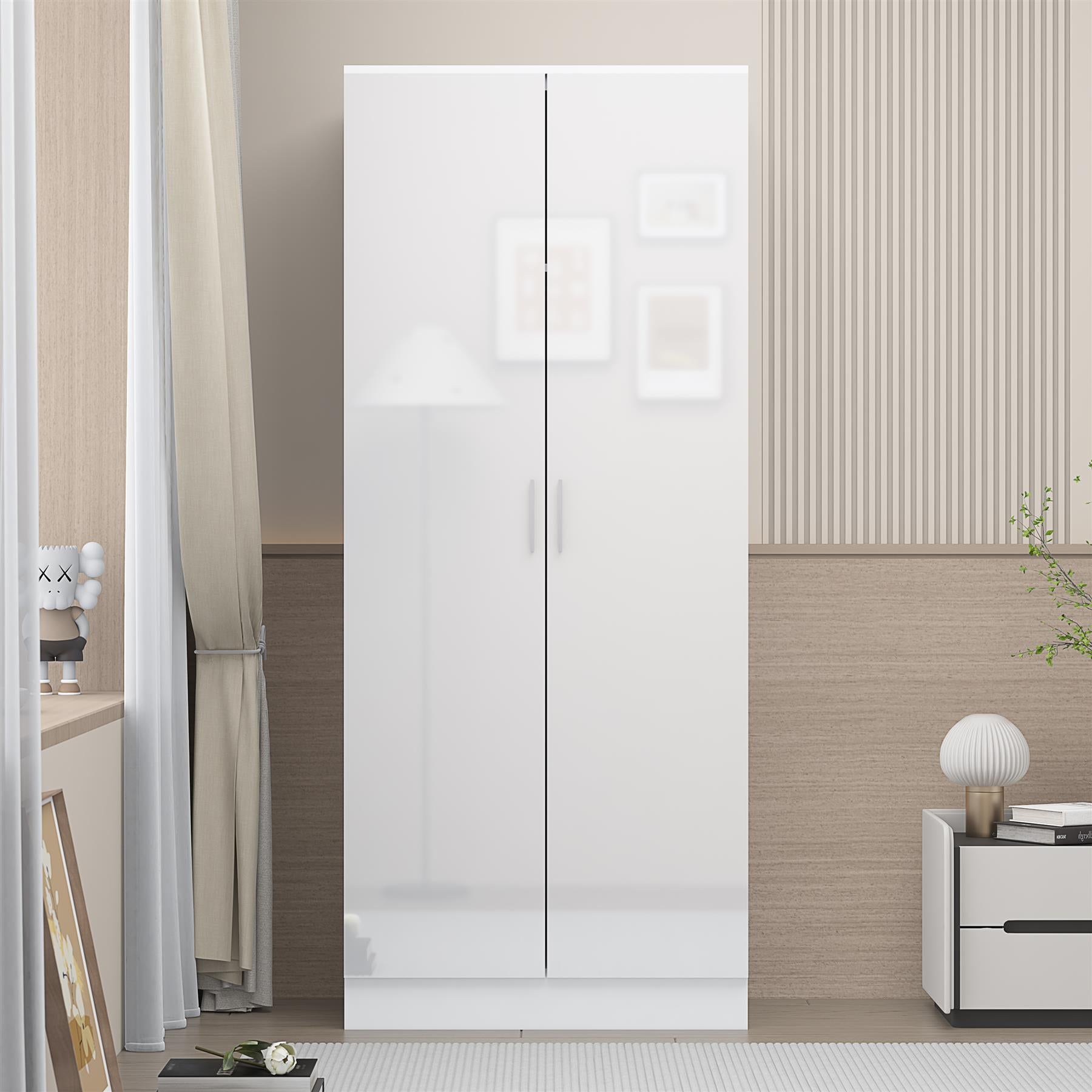 REFLECT High Gloss Bedroom Furniture Wardrobe Chest Bedside Desk Option in White