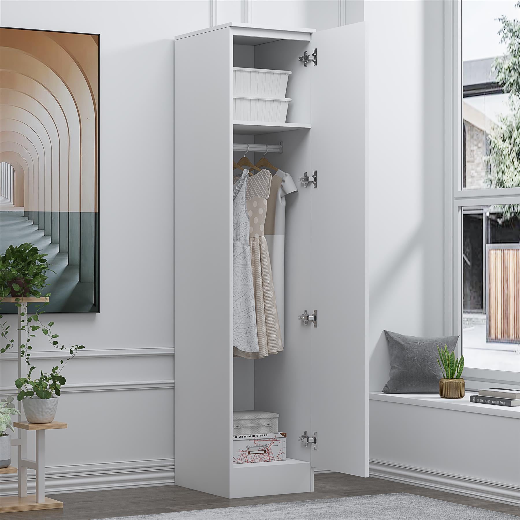REFLECT Gloss Bedroom Furniture 1 Door Plain Wardrobe - 4 Colour Options