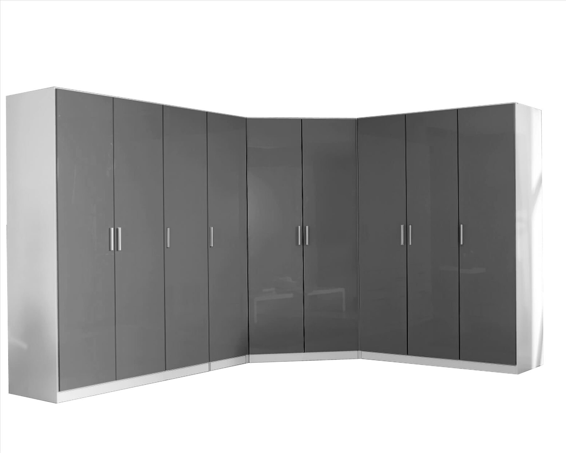 REFLECT Gloss Large 9 Door Corner Modular Wardrobe Bedroom Furniture Bundle Set