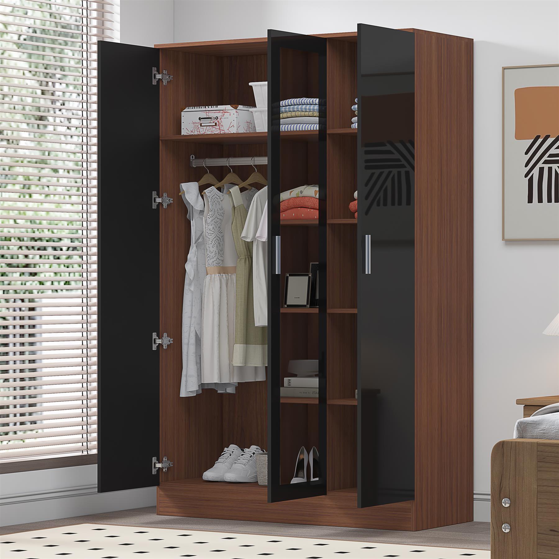 REFLECT Gloss Bedroom Furniture 3 Door Mirrored Wardrobe - 4 Colour Options