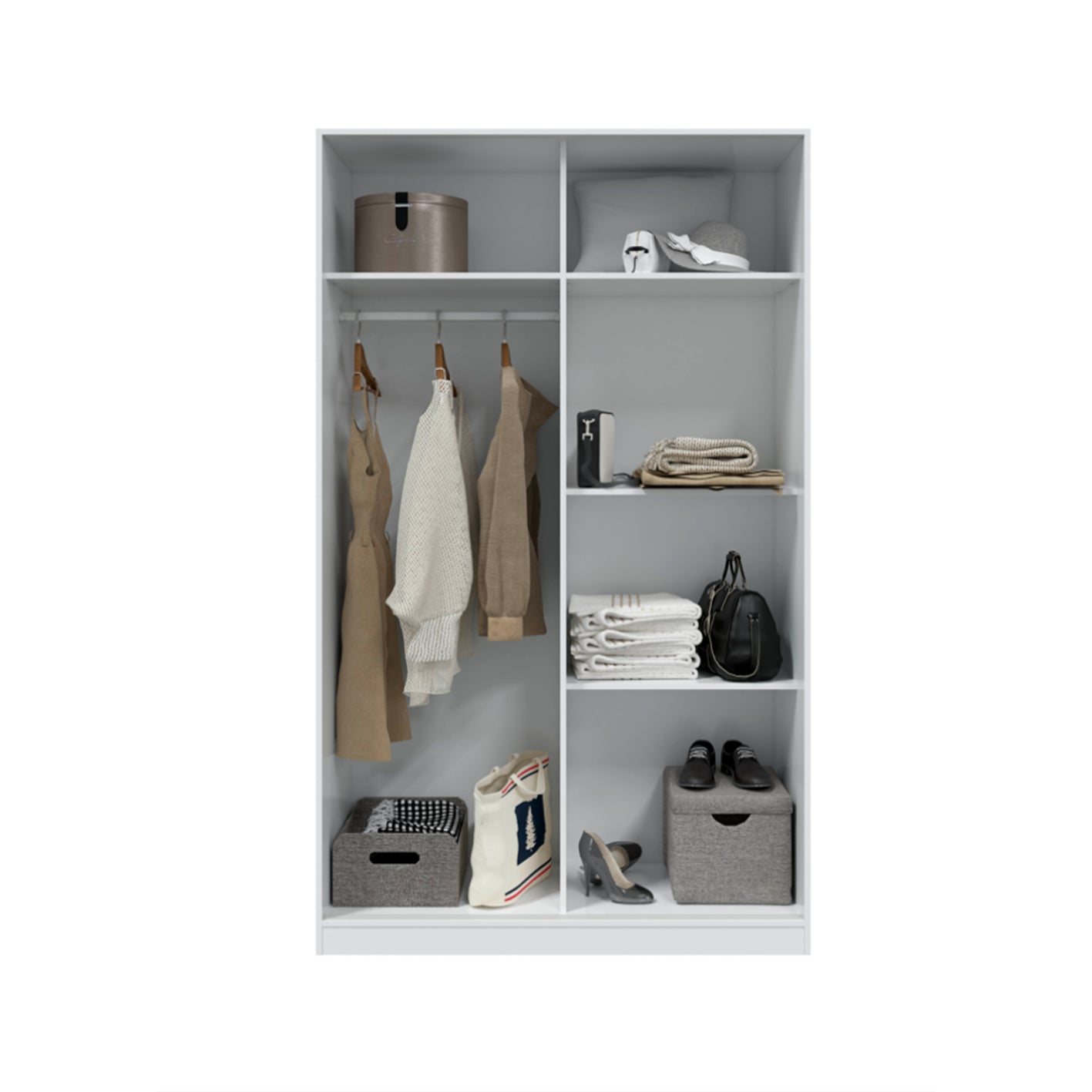 TOP White 2 Door Large Modern Sliding Bedroom Wardrobe - H: 200cm x W: 120cm x D: 50cm.