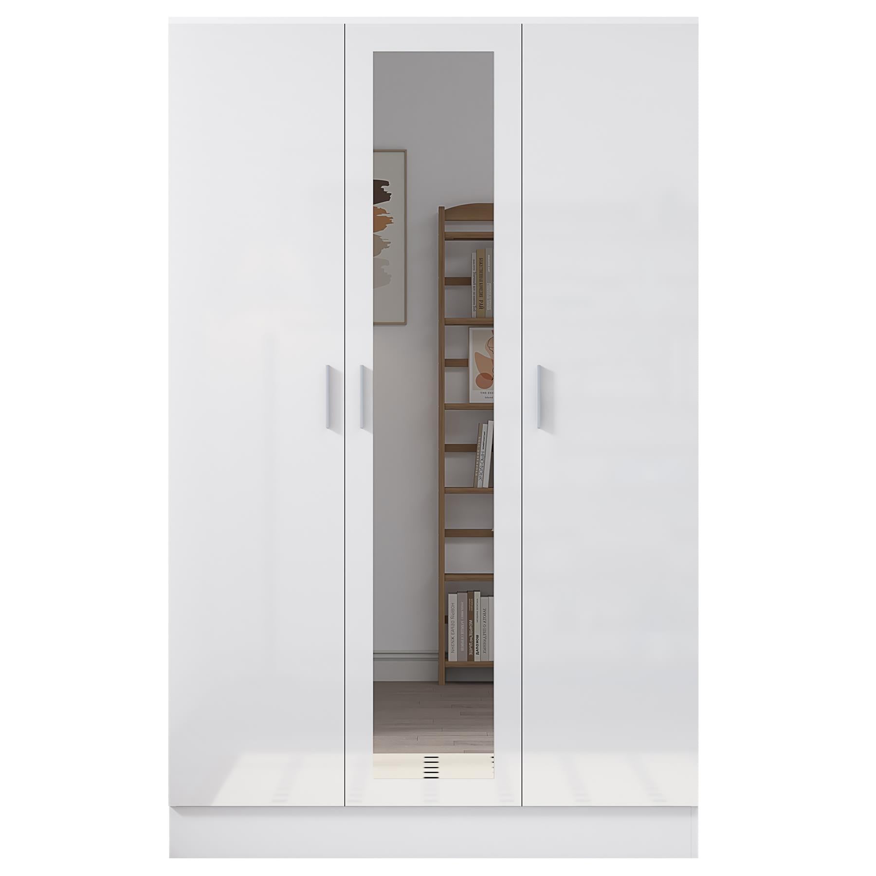 REFLECT Gloss Bedroom Furniture 3 Door Mirrored Wardrobe - 4 Colour Options