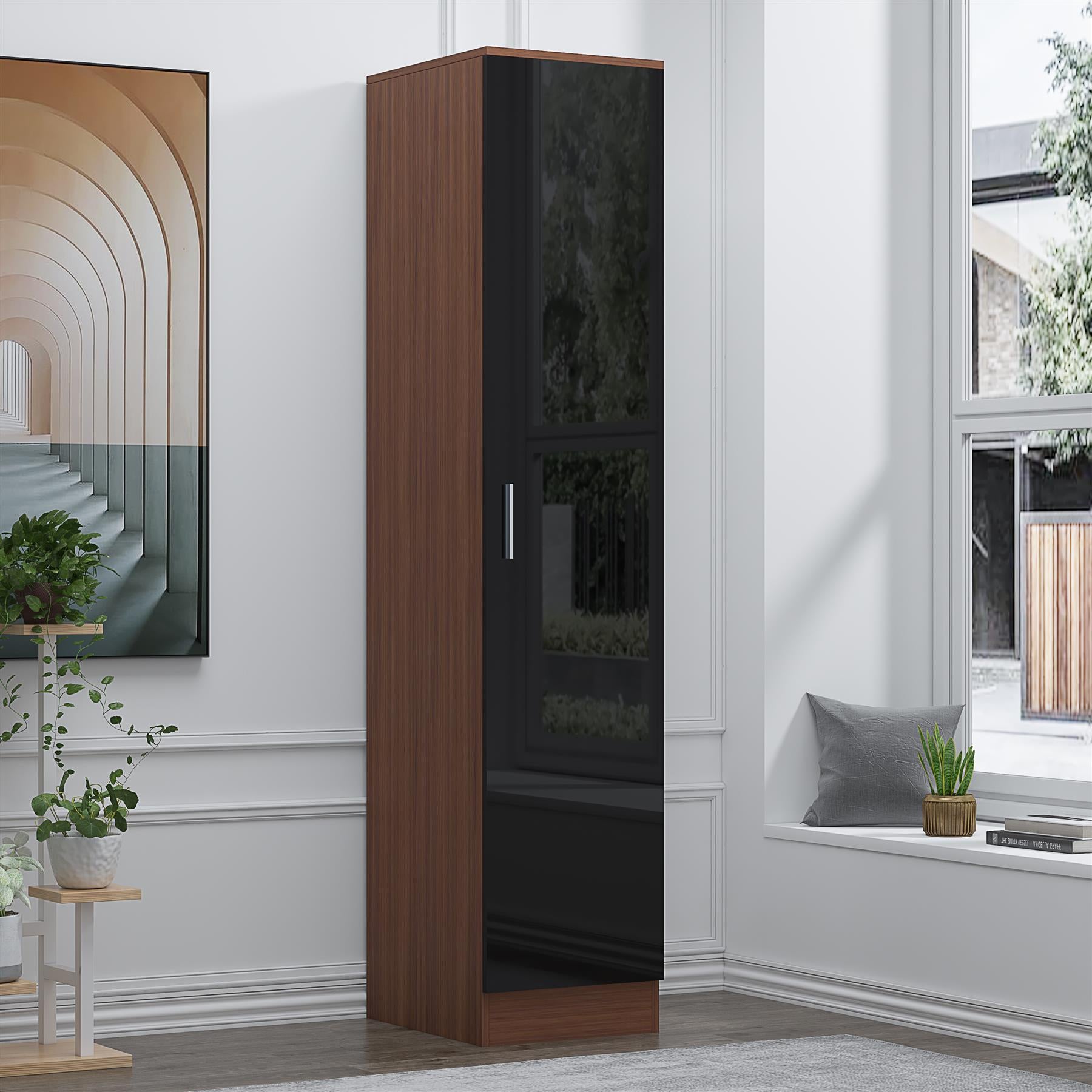 REFLECT Gloss Bedroom Furniture 1 Door Plain Wardrobe - 4 Colour Options