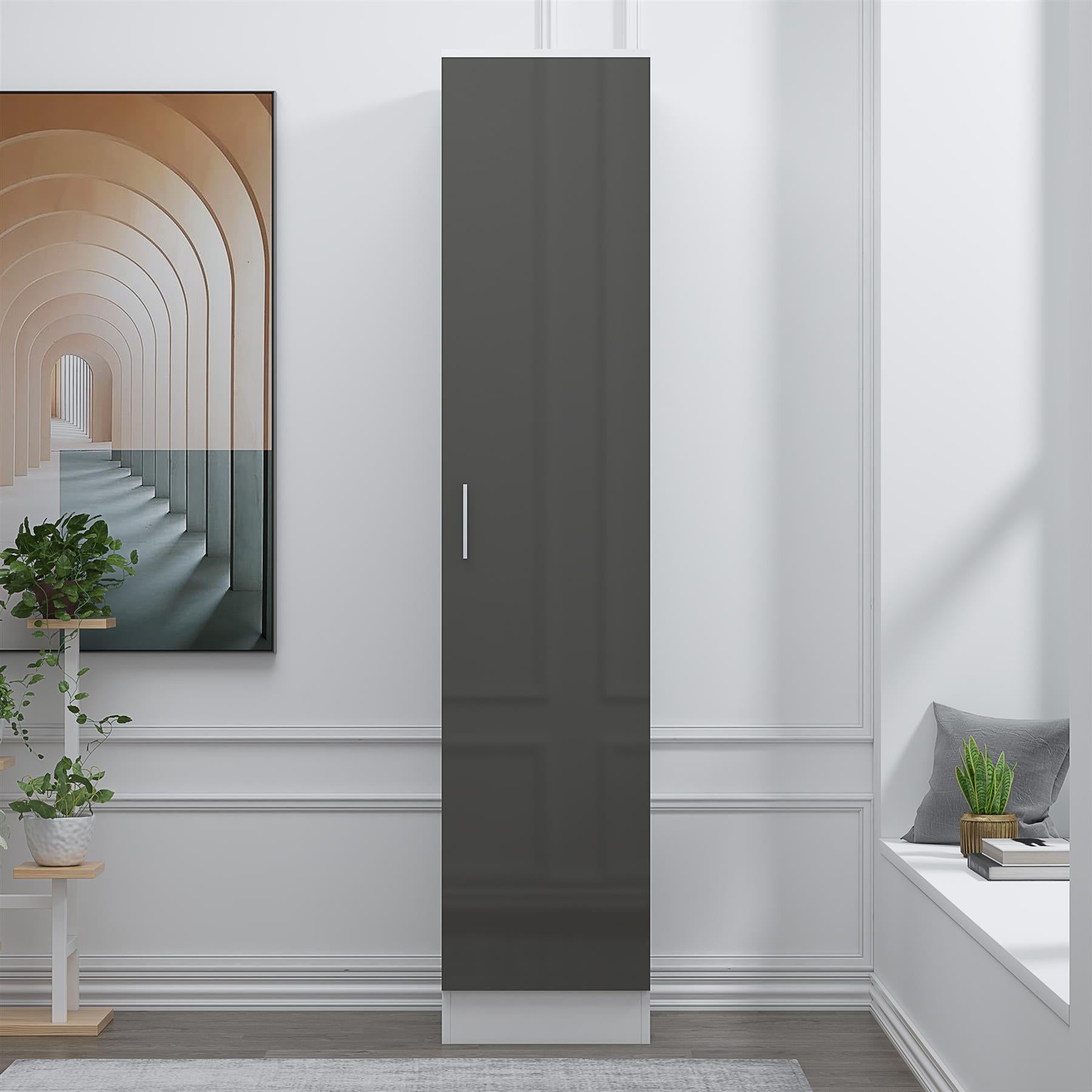 REFLECT Gloss Bedroom Furniture 1 Door Plain Wardrobe - 4 Colour Options
