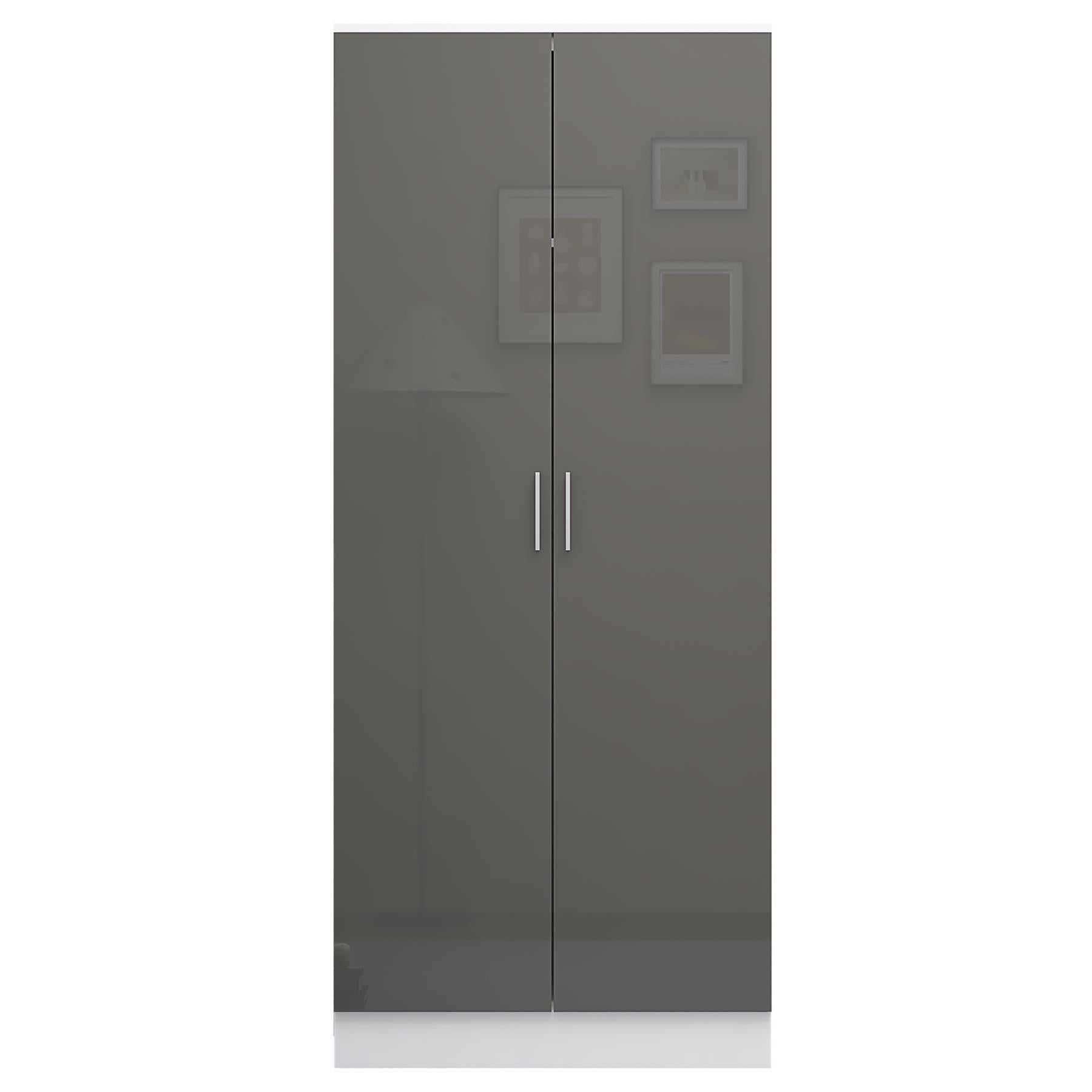 REFLECT Gloss Bedroom Furniture 2 Door Plain Wardrobe - 4 Colour Options