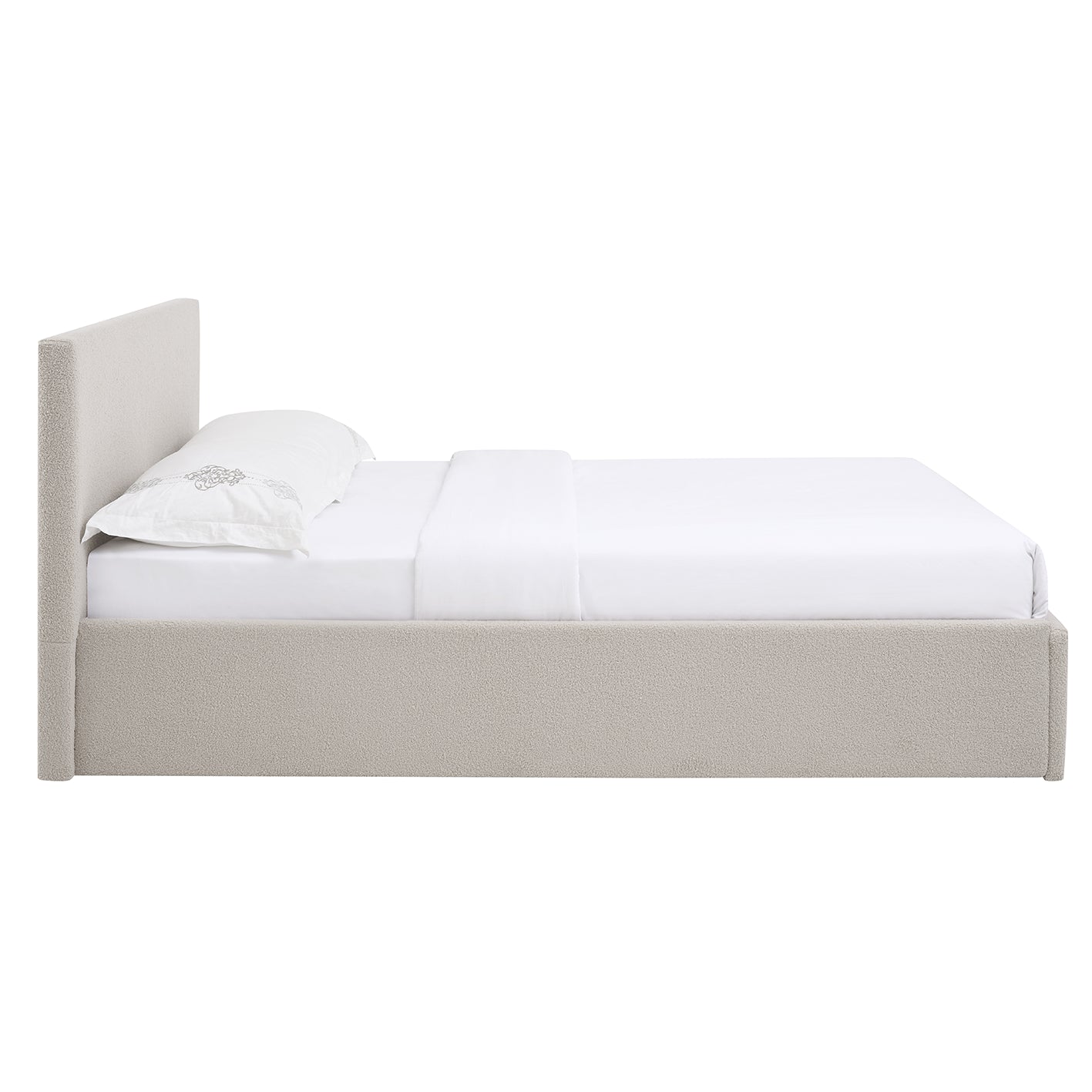 TEDDY Boucle Gas Lift Ottoman Storage Bedframe in Beige with 4 Size Options
