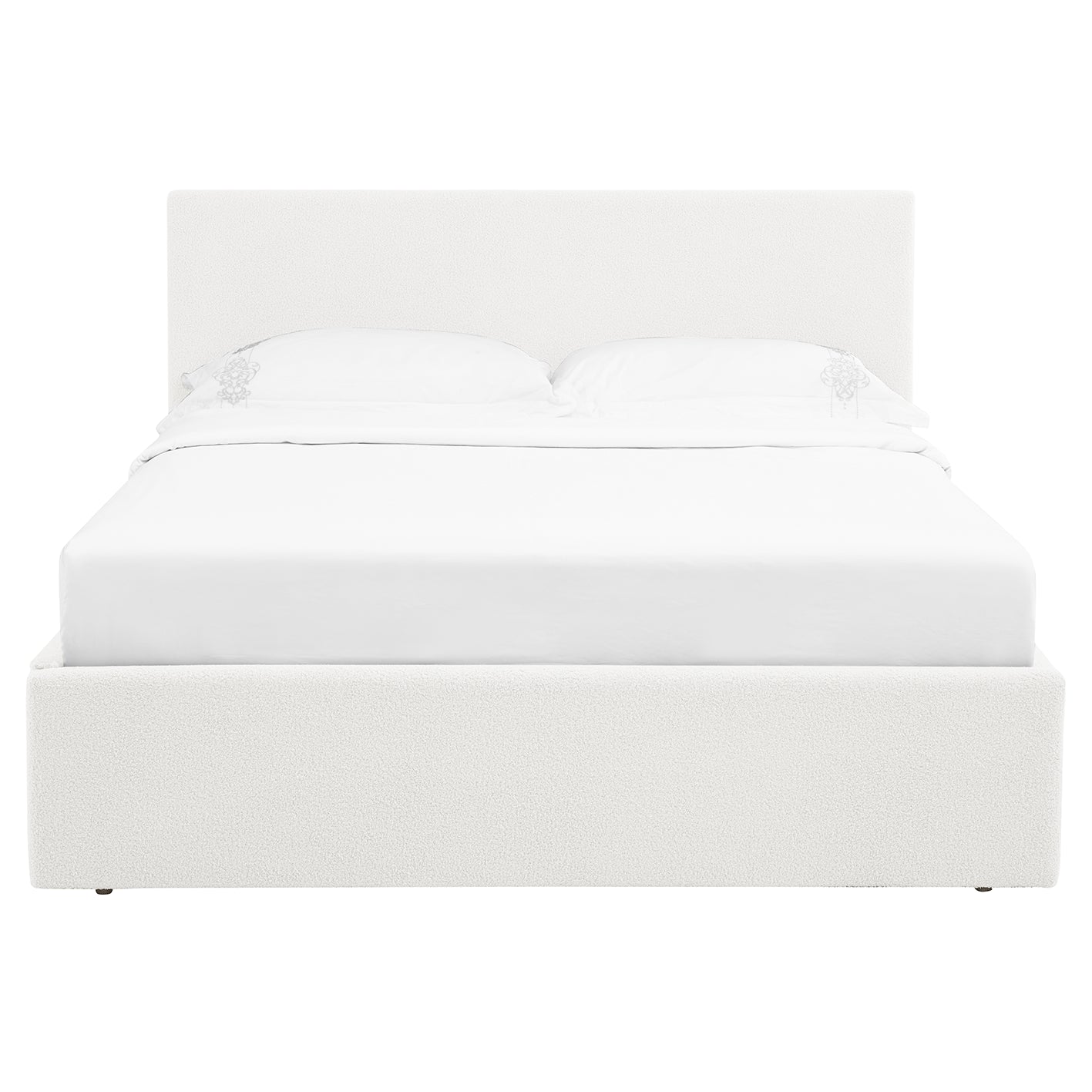 TEDDY Boucle Gas Lift Ottoman Storage Bedframe in White with 4 Size Options