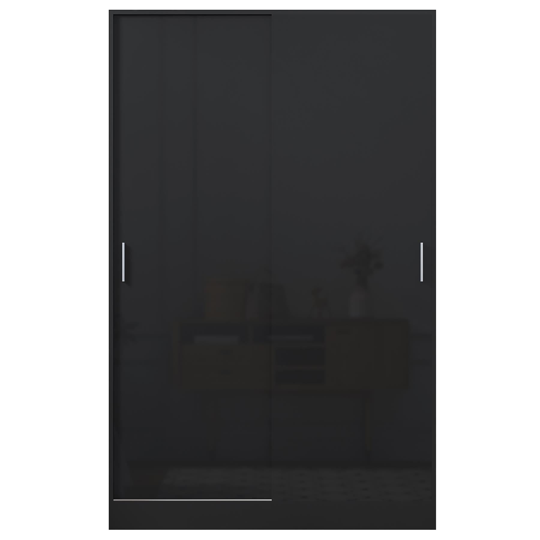 REFLECT High Gloss Bedroom Furniture Wardrobe Chest Bedside Desk Option in Black