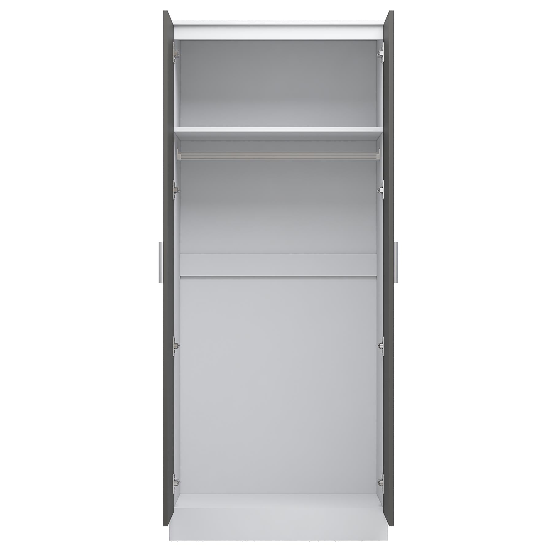 REFLECT Gloss Bedroom Furniture 2 Door Plain Wardrobe - 4 Colour Options