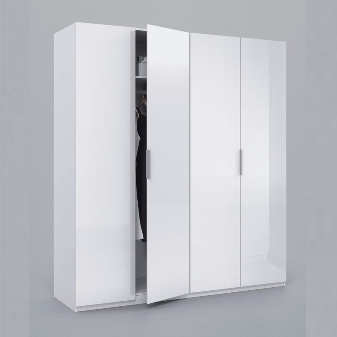 MAX 180cm Wide Satin White Wardrobe 4 Door Storage Unit.