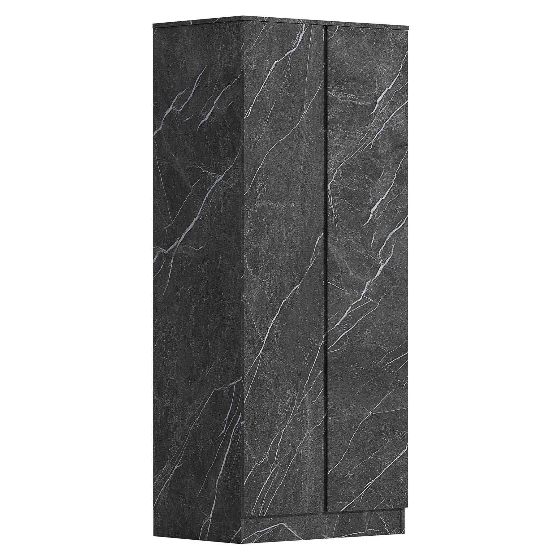 ZITA Grey Marble Effect 2 Door Plain Wardrobe - Bedroom Storage, (L) 50cm x (W) 76cm x (H) 180cm, Stylish and Spacious