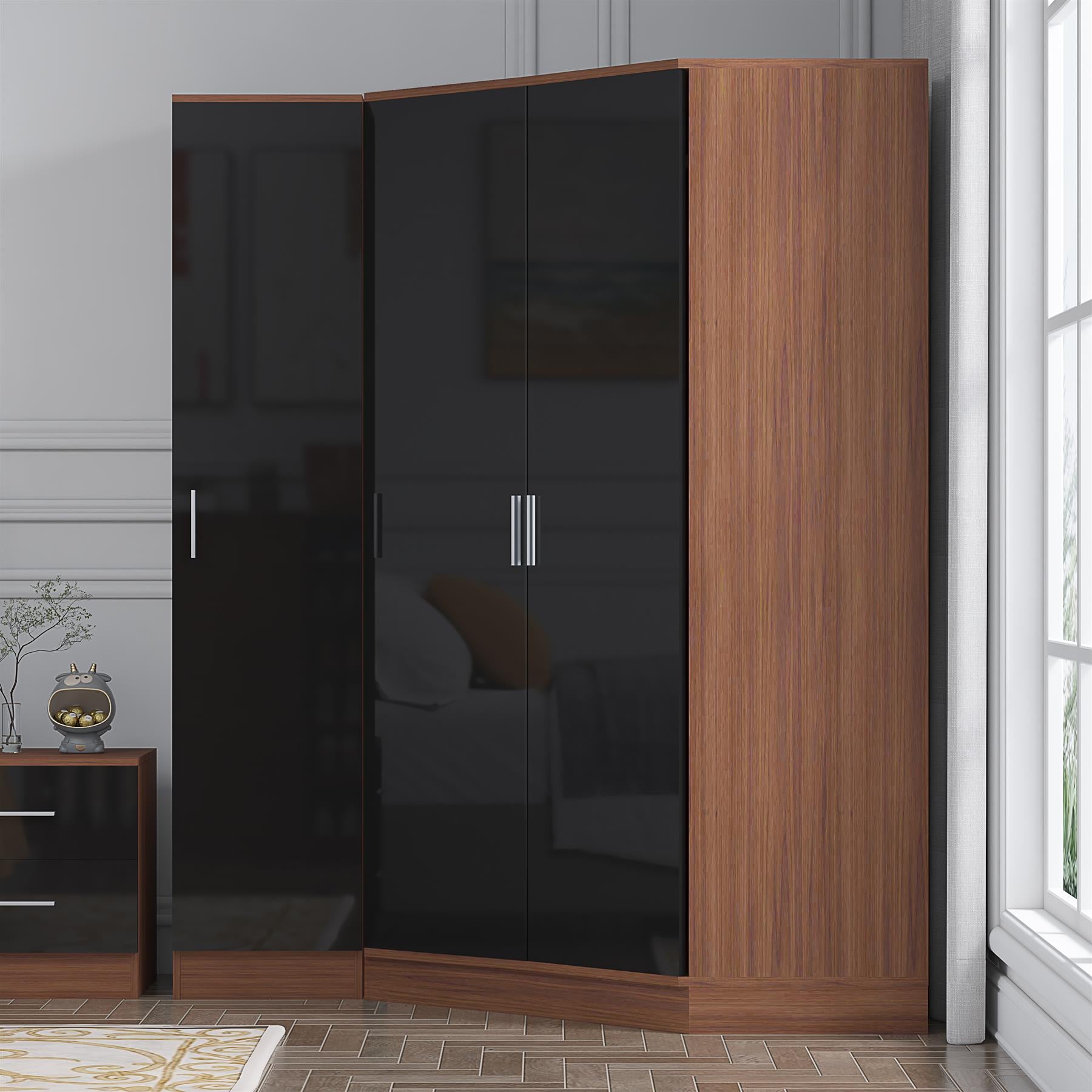 REFLECT Gloss 3 Door Corner Wardrobe Bundle Inc Corner + 1 Door Wardrobe Set