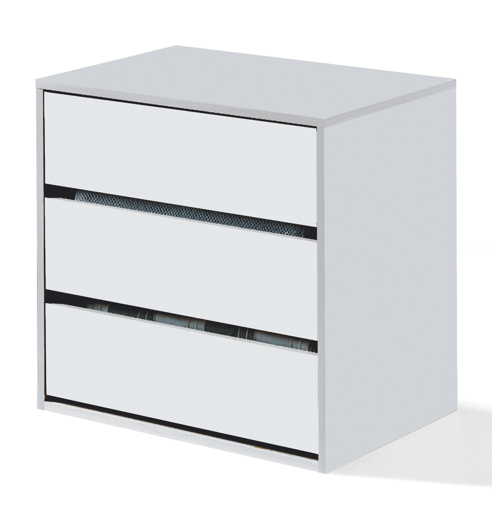 ARC Internal 3 Drawer Chest of Drawers in White