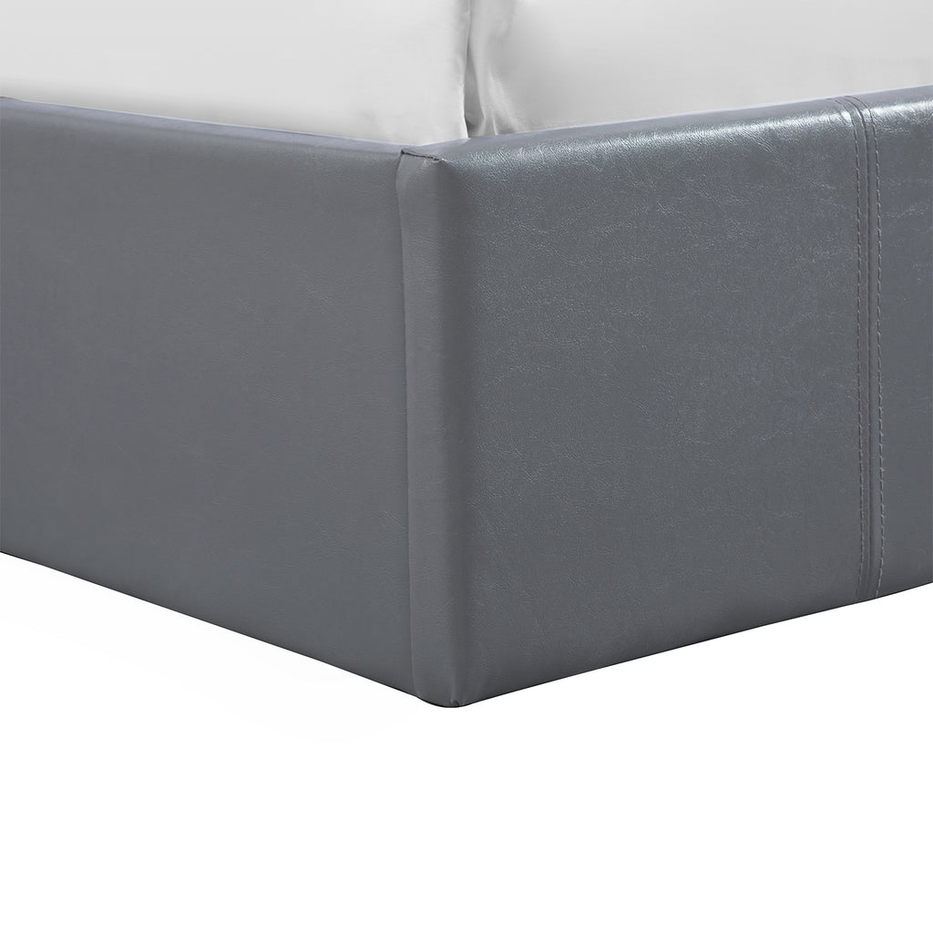 LUNA 4FT Small Double Grey Ottoman Storage Bed with Gas Lift & 15cm Thick Memory Foam Mattress - L: 203cm x W: 138cm x H: 88.5cm