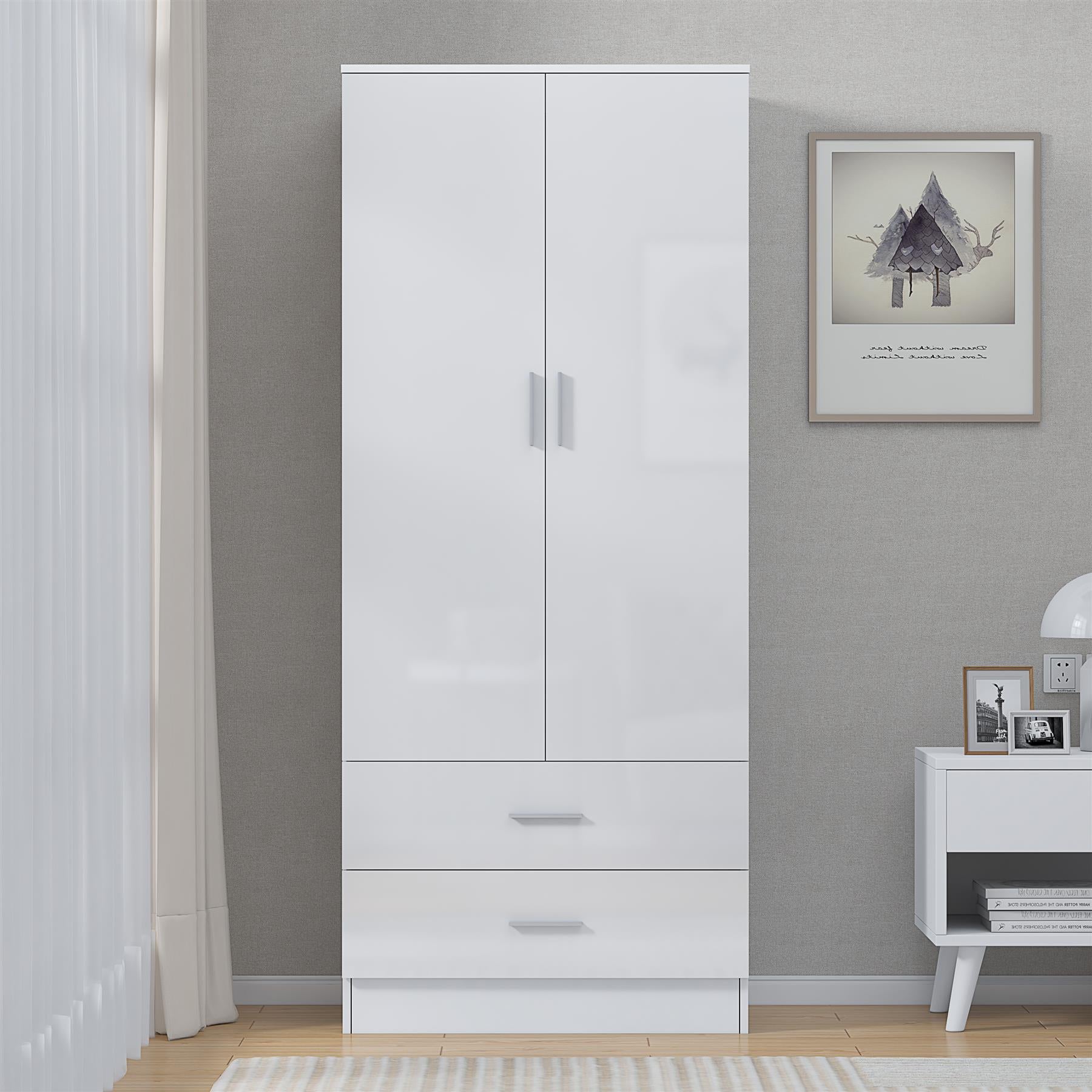 REFLECT Gloss Bedrooom 2 Door & 2 Drawer Combination Wardrobe - 4 Colour Options