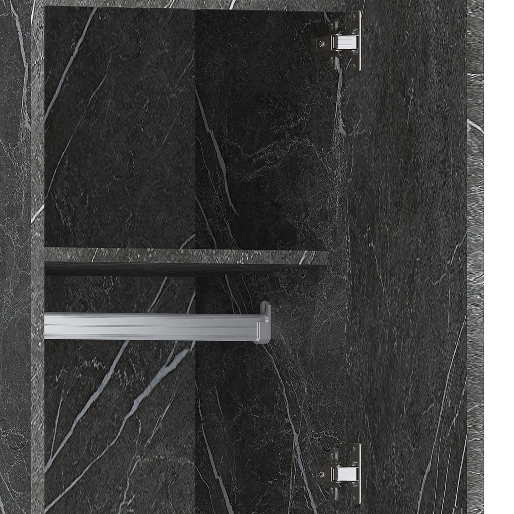 ZITA Compact 1-Door Wardrobe in Grey Marble Effect - Bedroom Storage, (L) 50cm x (W) 37.5cm x (H) 180cm, Stylish and Space-Saving
