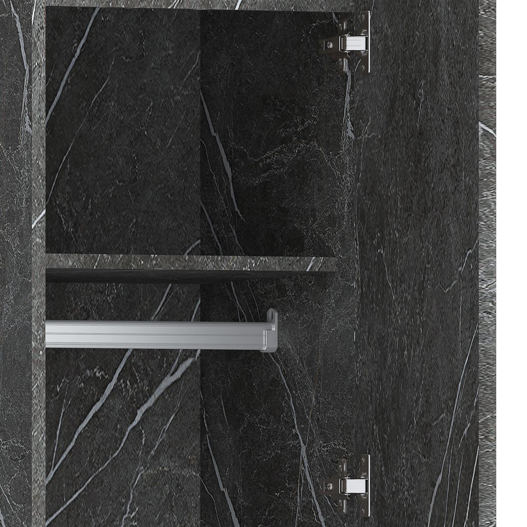 ZITA Compact 1-Door Wardrobe in Grey Marble Effect - Bedroom Storage, (L) 50cm x (W) 37.5cm x (H) 180cm, Stylish and Space-Saving