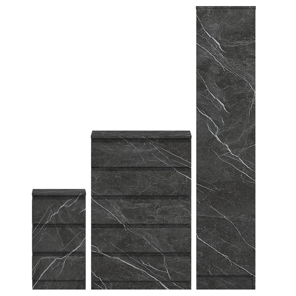ZITA 3/4pc Bedroom Furniture Sets Wardrobe Chest Bedside - White OR Grey Marble