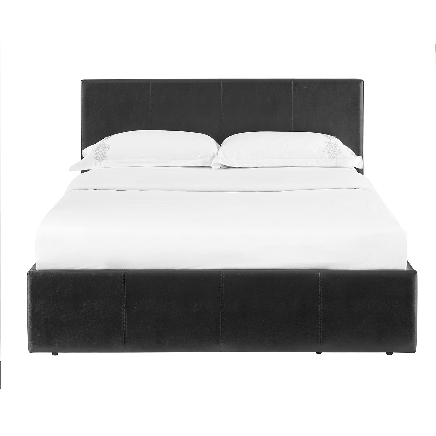 LUNA Faux Leather Ottoman Storage Bedframe in Black 4 Size + Mattress Options