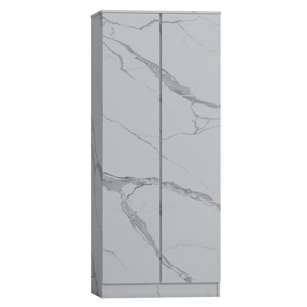 ZITA 2 Door PLAIN Wardrobe - White Marble Effect