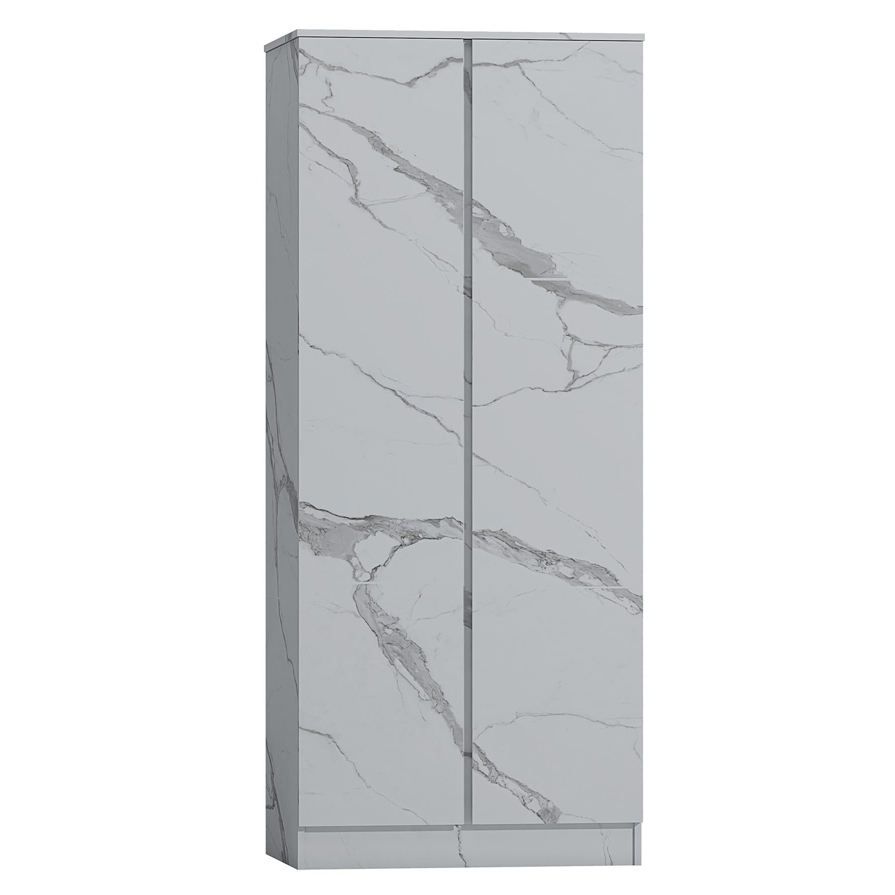 ZITA 2 Door PLAIN Wardrobe - White Marble Effect
