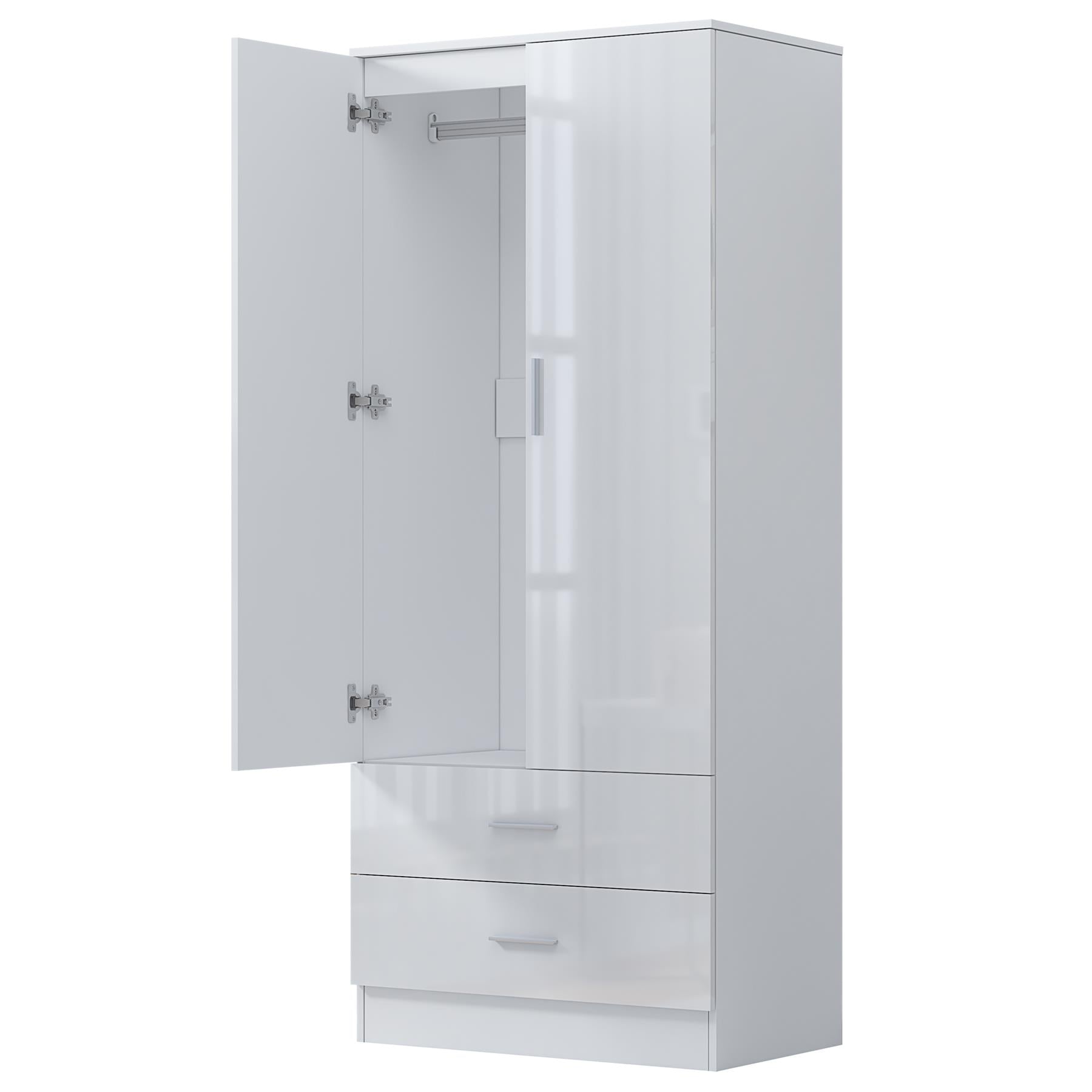 REFLECT Gloss Bedrooom 2 Door & 2 Drawer Combination Wardrobe - 4 Colour Options