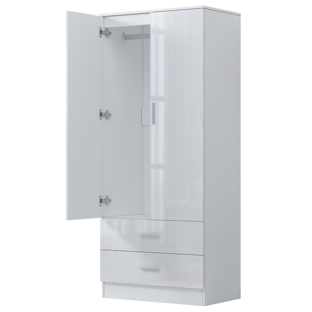 REFLECT Gloss Bedroom Furniture Wardrobe Chest Bedside Desk - 4 Colour Options