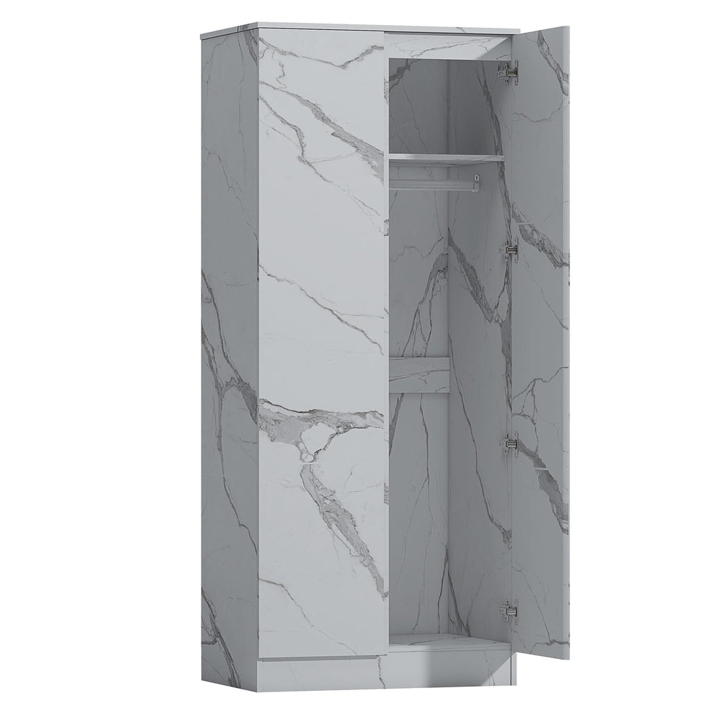 ZITA Bedroom Furniture Range Wardrobe Chest Bedside in White Marble Effect