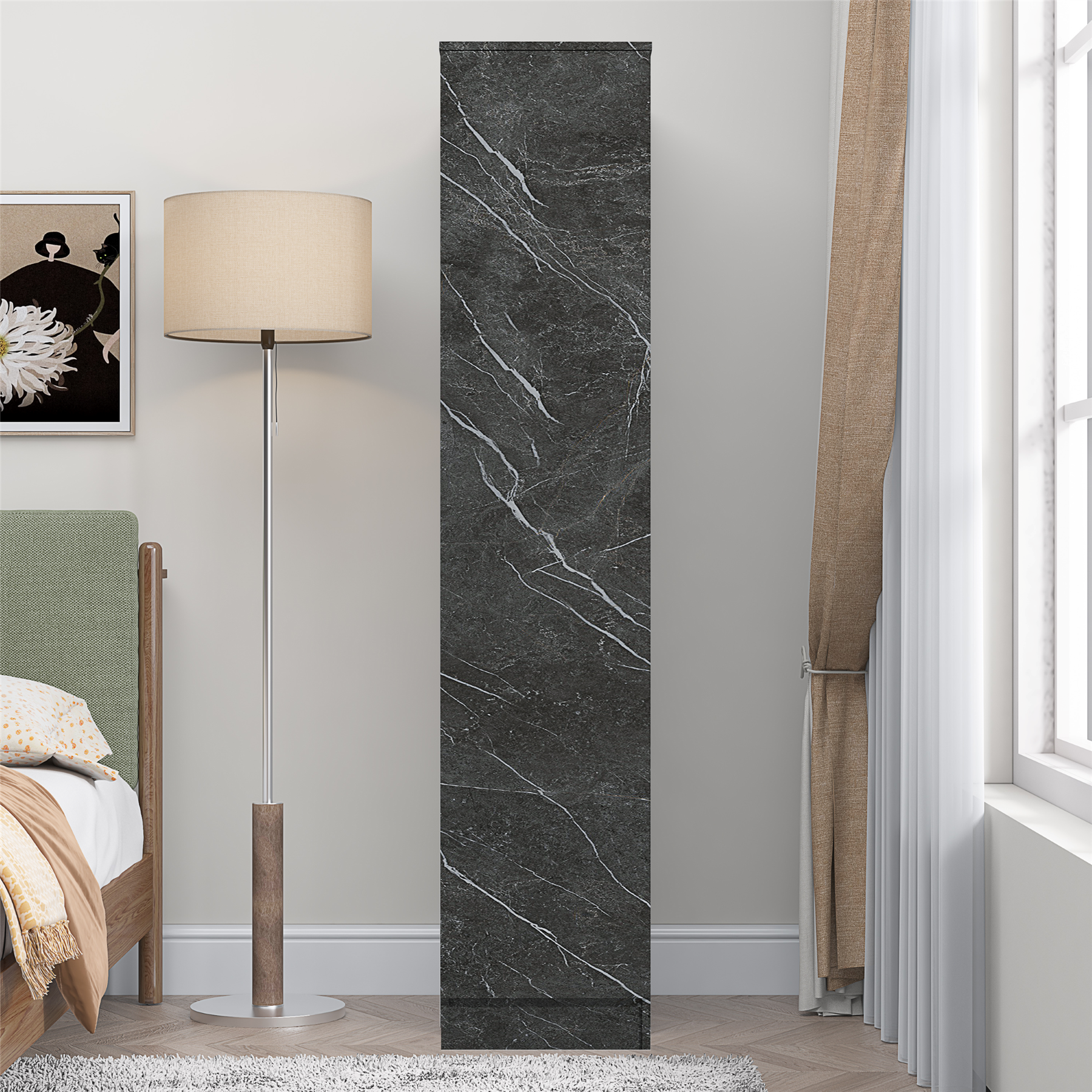 ZITA Bedroom Furniture Range Wardrobe Chest Bedside in Grey Marble Effect