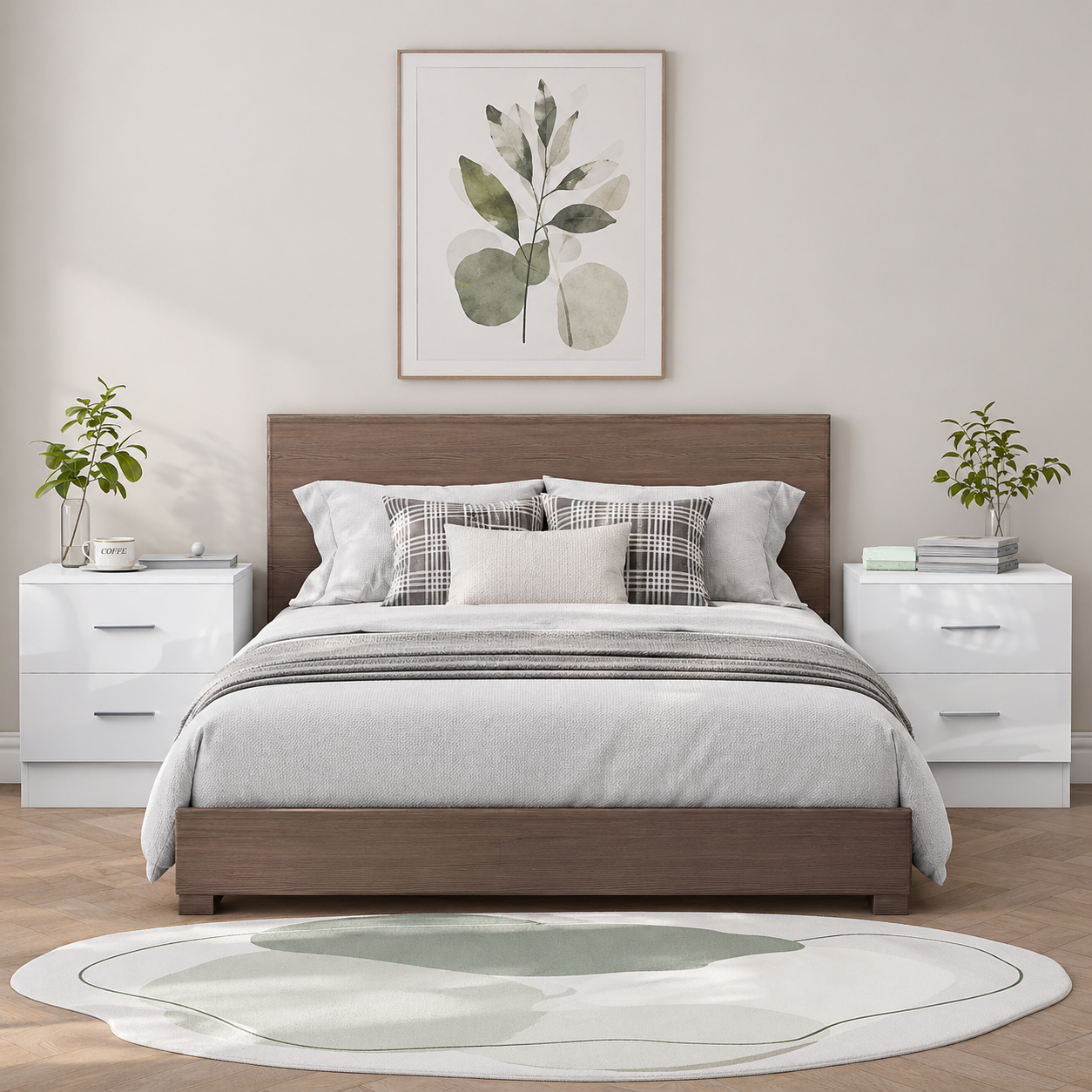 Reflect 2 Drawer Bedside Bundle (2x) - White Gloss & Matt White - Modern Bedside