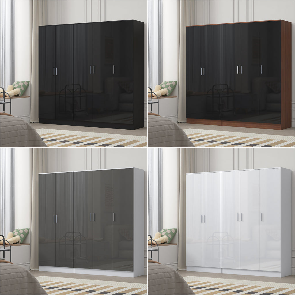 REFLECT 2pc Wardrobe Bundle - 3 Door Plain + 2 Door Plain - 4 Colour Options