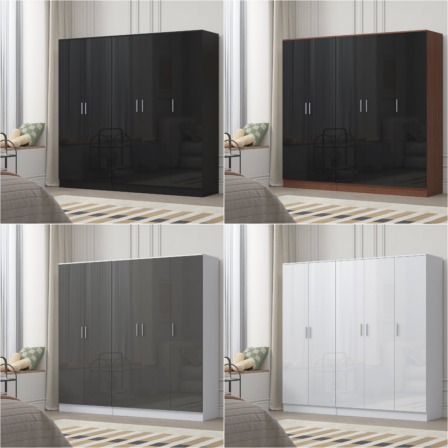 REFLECT 2pc Wardrobe Bundle - 3 Door Plain + 2 Door Plain - 4 Colour Options