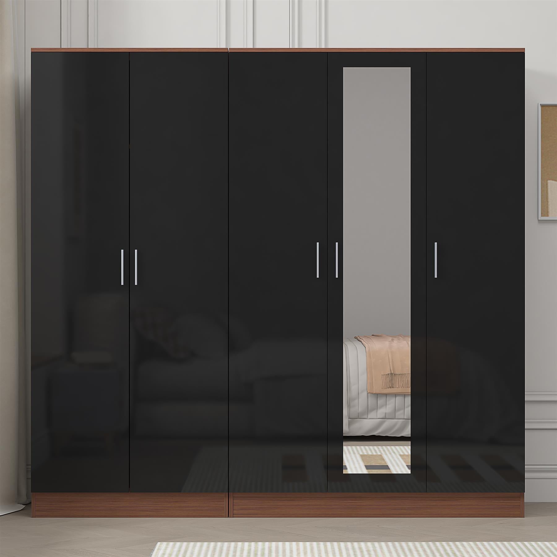 REFLECT 2pc Wardrobe Bundle - 3 Door Mirror + 2 Door Plain - 4 Colour Options