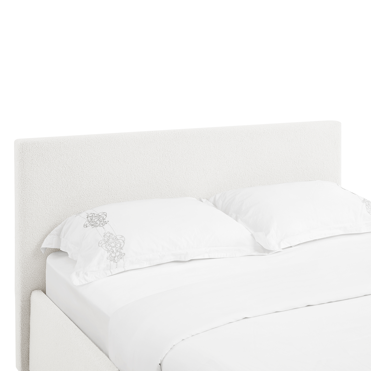 TEDDY BOUCLE 4FT Small Double Gas Lift Up Ottoman Storage Bedframe (White)