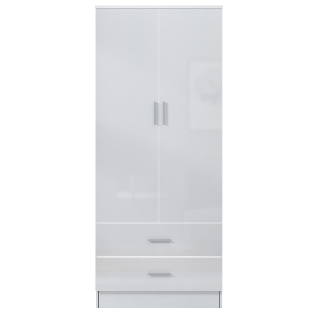REFLECT High Gloss Bedroom Furniture Wardrobe Chest Bedside Desk Option in White