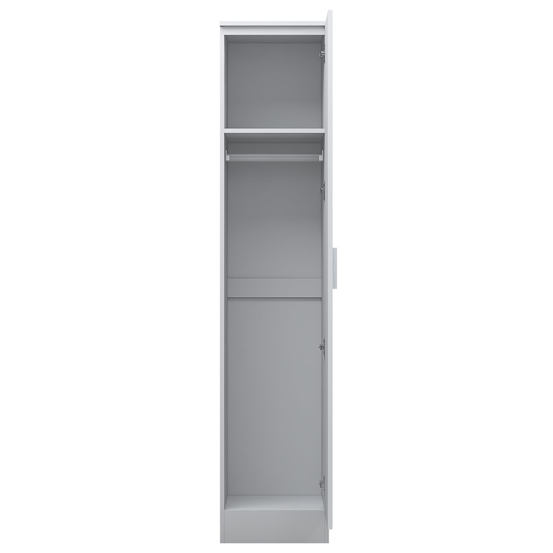 REFLECT - 1 Door Corner + 2x 1 Door Plain Wardrobe in Gloss White / Matt White