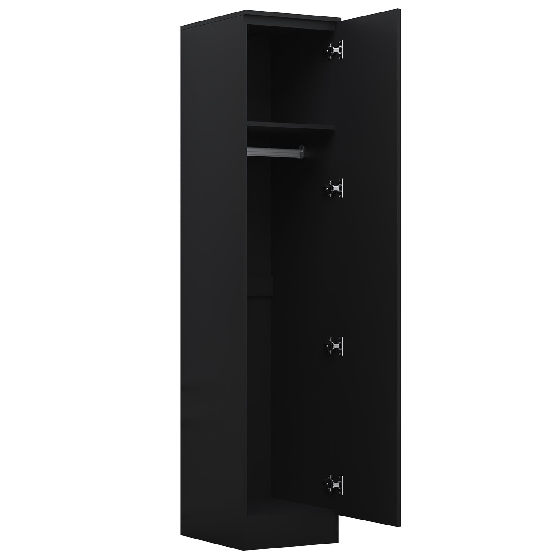 Reflect 3pc Wardrobe Bundle - 2 Door Corner + 2x 1 Door Plain - Black Gloss & Black Oak - H: 180cm x W: 179cm x D: 103cm