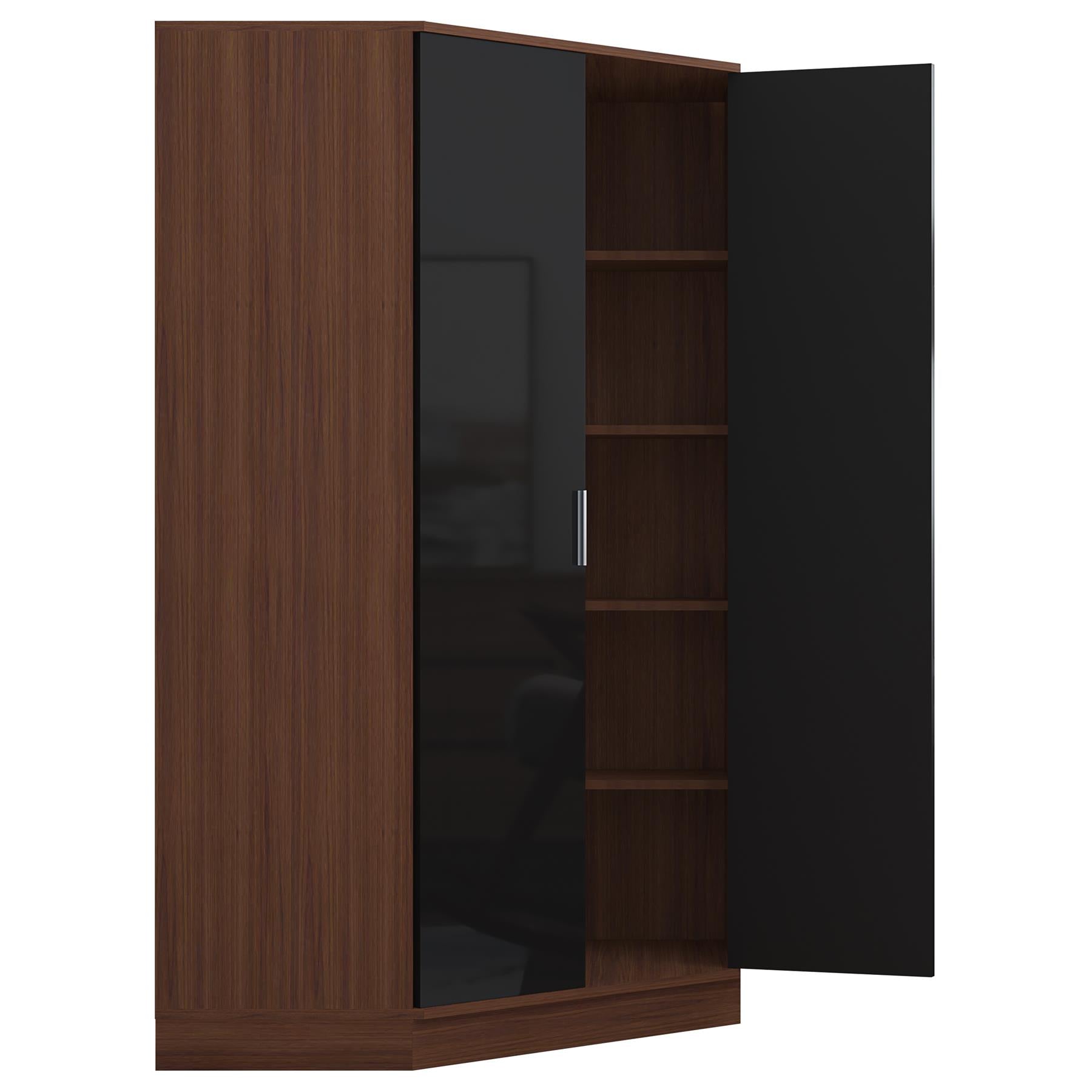 REFLECT Gloss Bedroom Furniture 2 Door Corner Wardrobe - 4 Colour Options