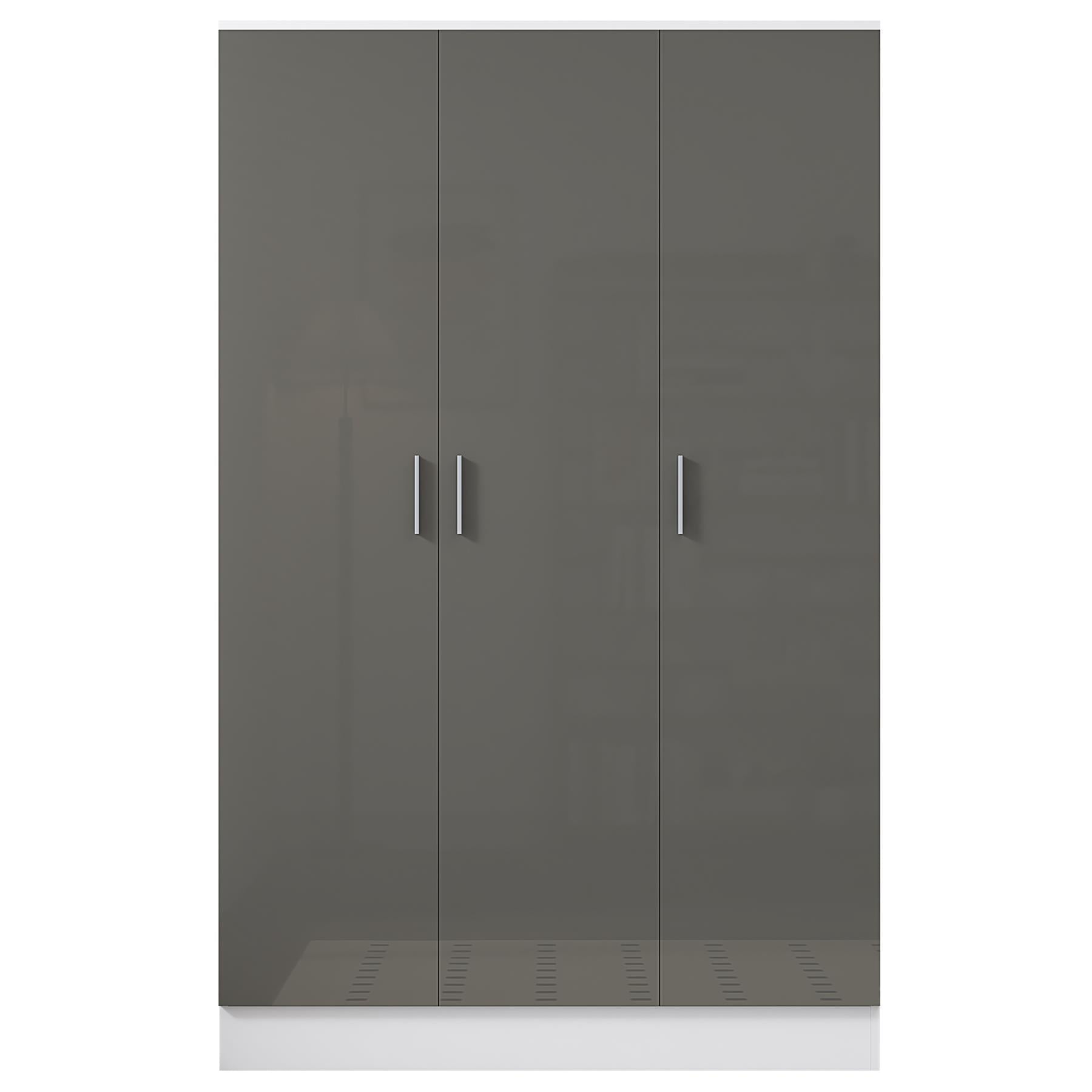 REFLECT Gloss Bedroom Furniture 3 Door Plain Wardrobe - 4 Colour Options