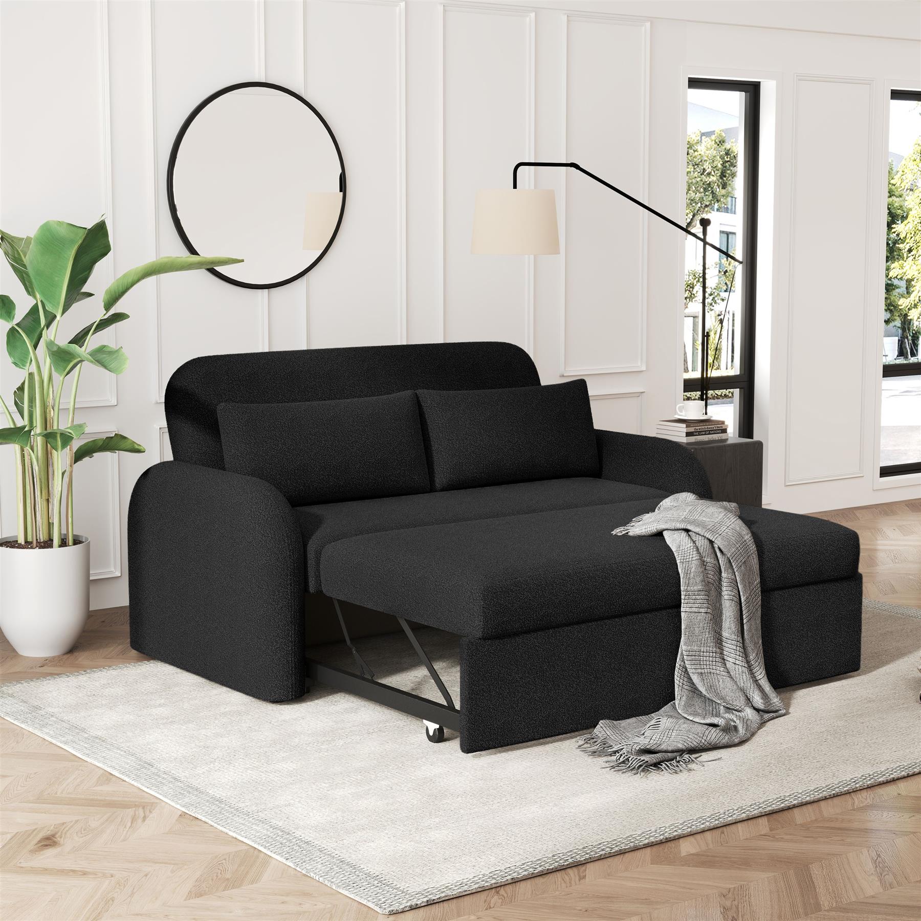 NOMA 2 Seater Boucle Pull Out Sofabed with Storage - 3 Colour Options